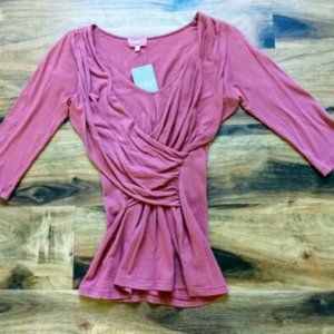 Anthropologie 2008 Hem Drape-Front Slim Tee S